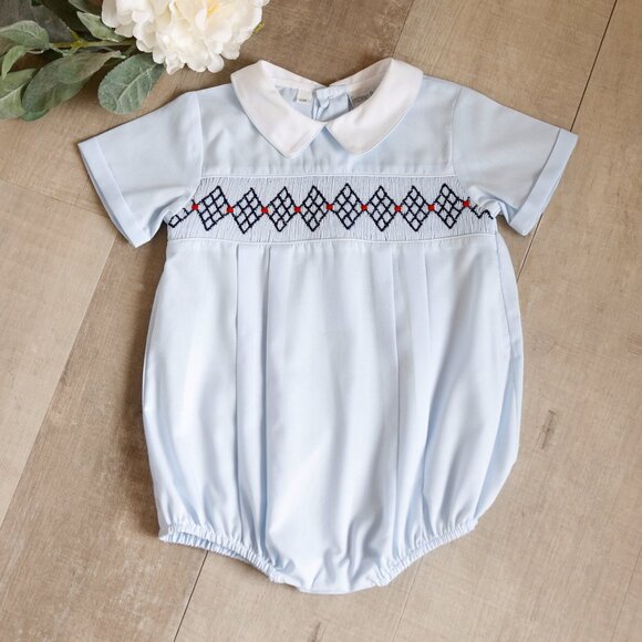 Blue Smocked Dress Flutter Sleeve Feltman Brothers Friedknit RARE FIND NWT - Picture 6 of 6